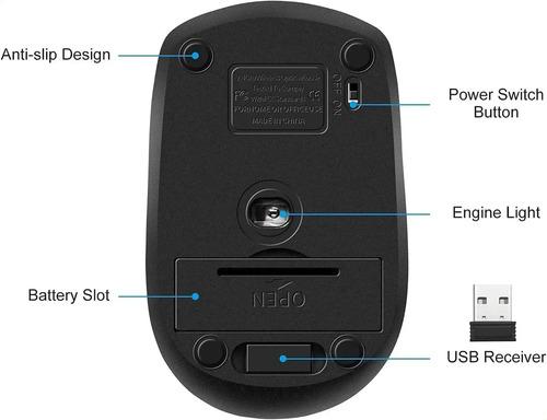 Mouse Inalámbrico Guiheng 2.4ghz 1600dpi 3 Botones Usb Nano Black04 6