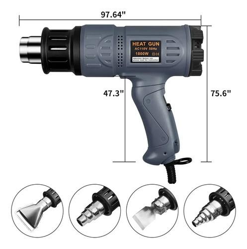 Pistola Calor Industrial 1800w Regulable Con 4 Boquillas Gris Oscuro 2