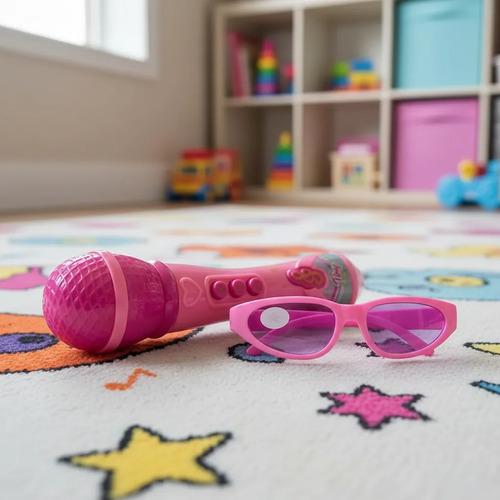 Microfono Musical Juguete Tiny Con Sonido Y Lentes Fashion Rosa Chicle 5