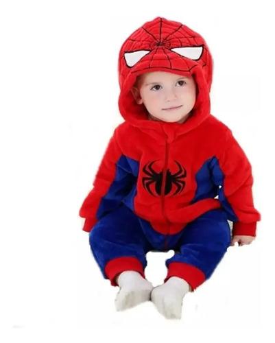 Pijama Spider Enterito Niños Suave Disfraz Abrigado Soft 4