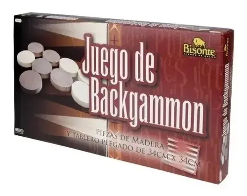 Juego Backgammon Bisonte Tablero 34x34 Fichas De Madera 3