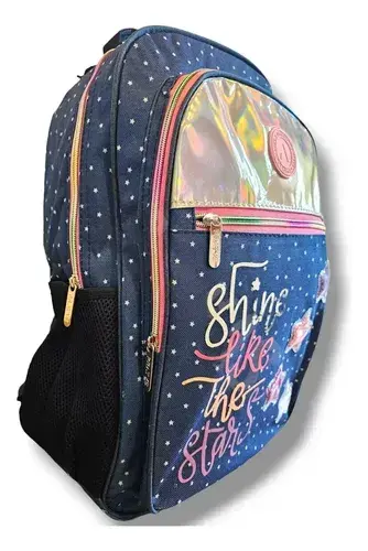 Mochila Escolar Nena Estrellas Brillante Primaria Impermable 10