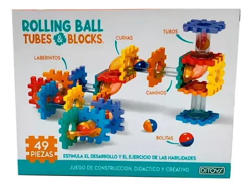  Laberinto Con Bloques Y Tubos Bolitas Rolling Ball 49 Pzs  Naranja