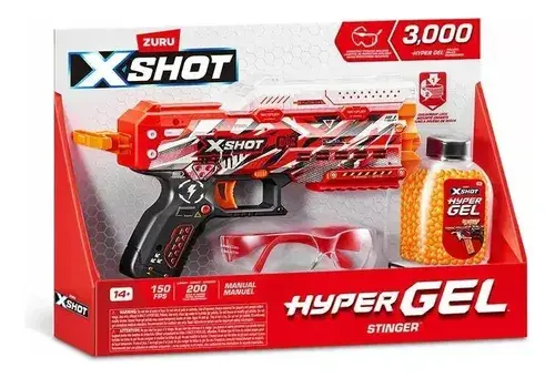 Pistola Lanza Hidrogel Hyper Gel Stinger 3000 Bolitas X Shot Roja 4
