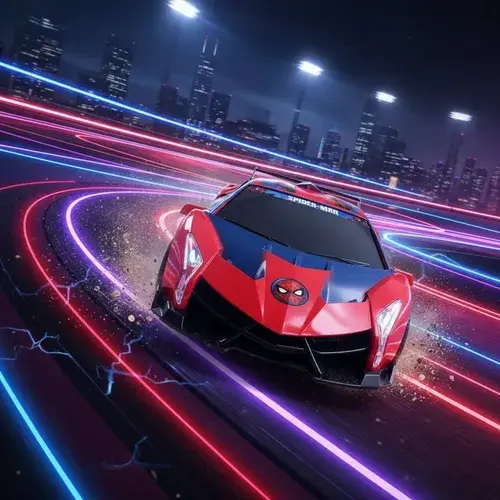 Auto Radio Control Spiderman Con Luces Y Volante Deportivo Rojo Y Azul Spiderman 4