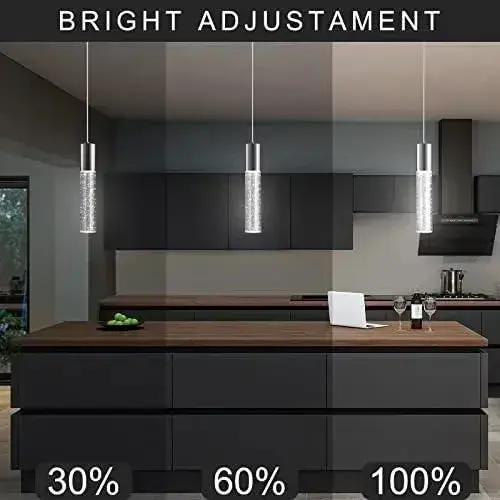 Lampara Okeli Colgante Moderno Led Cristal De Burbujas 110 V Cromo 3