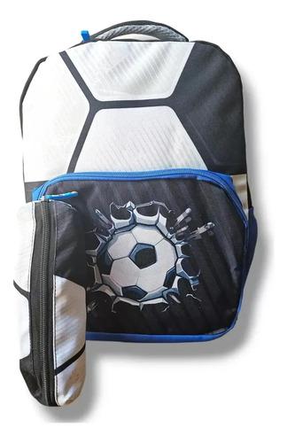 Mochila Escolar Unicornio Castillo Dinosaurio Infantil Niños Color Azul Diseño De La Tela Fútbol