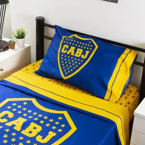 Juego De Sabana De Futbol Boca Juniors Twin Size Licencia 12