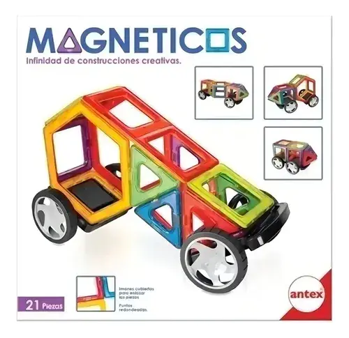 Bloques Magnético Imán Tipo Magnific 21 Piezas Antex Ruedas 4