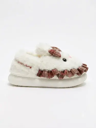 Pantuflas Infantiles Peluche Abrigadas Varios Modelos Unisex Moño Blanco Con Corderito 28-29 3