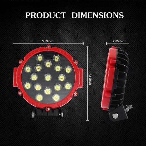 Luces Led 7'' 51w Rojas Off Road Jeep Atv Utv Suv Kit X2 4