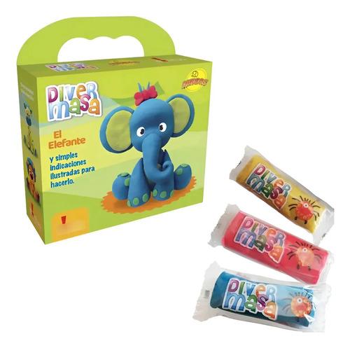 Juego De Masas Plastilina Diver Masa Elefante 210gr Bontus Azul