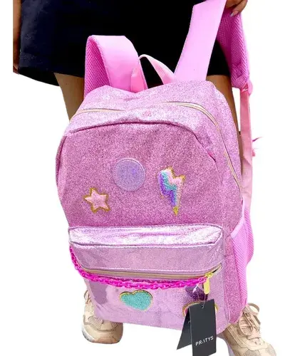 Super Combo Mochila + Cartuchera Glitter Brilla Nena Escolar 4
