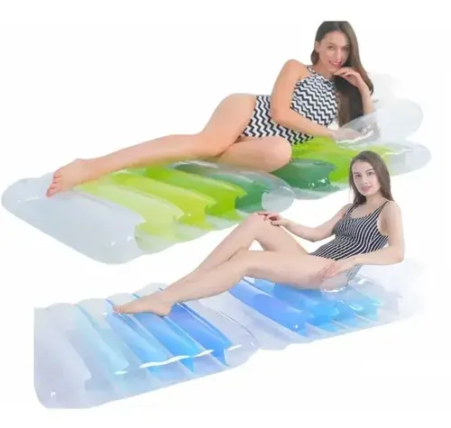 Colchoneta Inflable 2 En 1 Para Pileta Sillon Plegable Color Azul