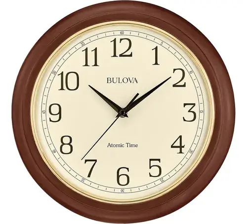 Reloj De Pared Bulova C5004 Atomic Time Madera 31,5 Cm Mader