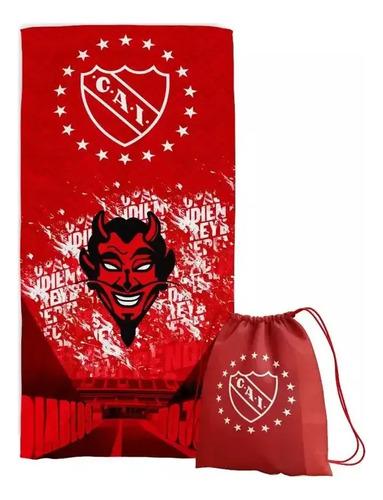 Toallon Playero Microfibra El Rojo Independiente + Mochila 9