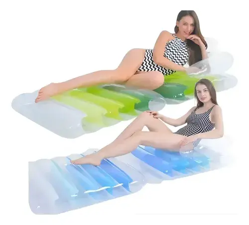 Colchoneta Gomon Inflable Pileta Sillon Plegable Cn Respaldo Azul