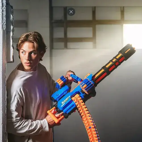 Pistola Ametralladora Lanza Dardos X-shot Motorized Gigante Azul 7
