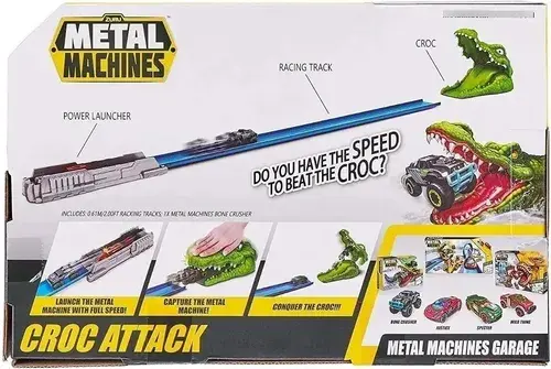 Pista Cocodrilo Metal Machines Zuru Lanzador Con Auto Wheels Verde 6