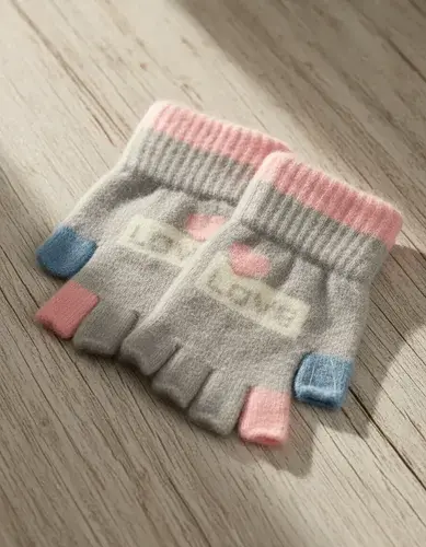 Guantes Infantil Sin Dedos Para Niñas Invierno Abrigado Love