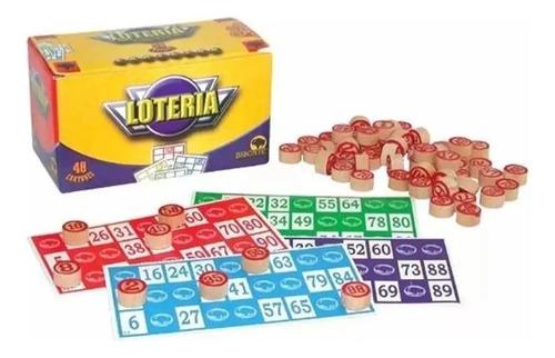 Juego Lotería Familiar 48 Cartones Fichas Madera Bisonte 3