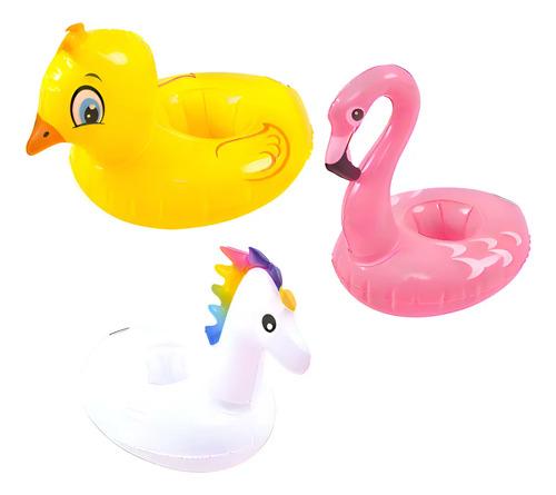 Pack X6 Posa Vaso Para Pileta Bebida Unicornio Pato Flamenco Multicolor