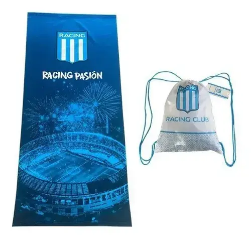 Toallon Playero Microfibra Secado Rapido Racing Club 70x150 Azul