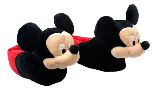 Pantufla Minnie Mickey Cerradas Abrigadas Peluche 3d Termica Rojo Y Negro Mickey 29 Al 32 3