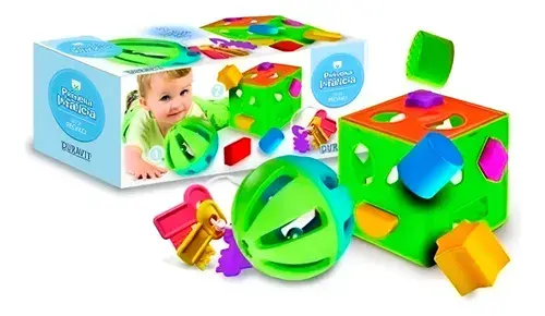 Set Didáctico 3 En 1 Sonajero + Cubo Encastres + Mordillo Multicolor
