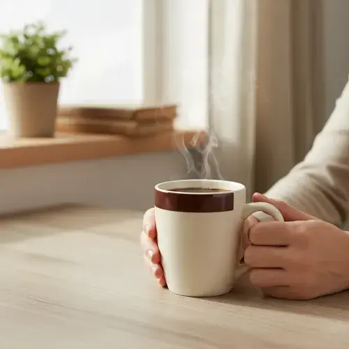 Taza Mug Cerámica 450ml Blanca Con Borde Marrón Café Blanco Borde Marrón 2