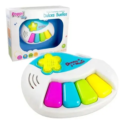 Piano Musical Con Luz Y Sonido Poppi Melodias Infantiles Blanco