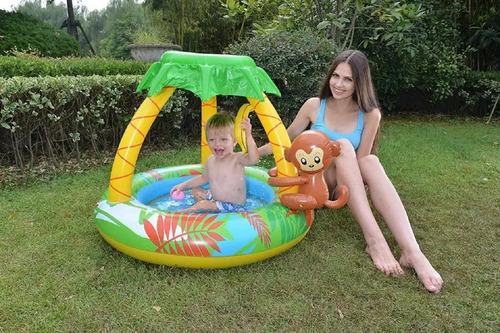 Pileta Pelotero Inflable Para Bebe Mono Selva Con Techo 5