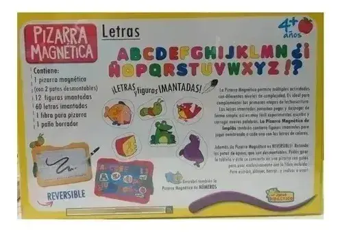 Pizarra Magnética 2 En 1 Letras Imantadas + Fibra Dibujar Multicolor 3