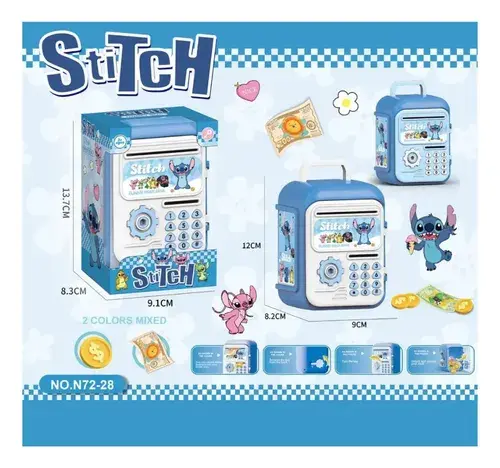 Caja Fuerte De Juguete Lilo Y Stich Alcancia A Pilas Stitch Stitch Azul 6