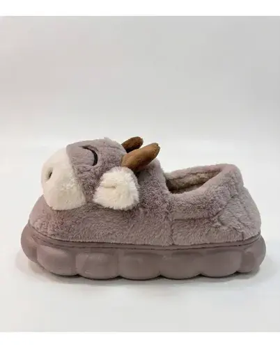 Pantuflas Infantiles Peluche Abrigadas Varios Modelos Unisex Vaquita Marron Con Corderito 34-35 3