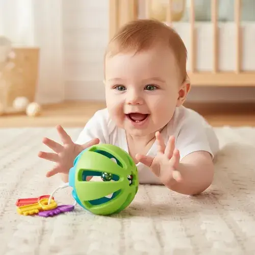 Set Primera Infancia Esfera Con Cascabel Mas Llaves Mordillo Jugar Disfrutar Y Divertirse Para Bebes Mas De 5 Meses Multicolor Sonajero Y Llaves 3