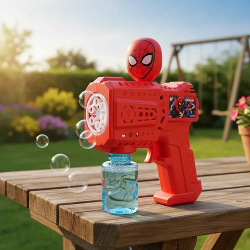 Burbujero Con Luces Spiderman Hombre Araña Pistola Burbujas Spider Man 8