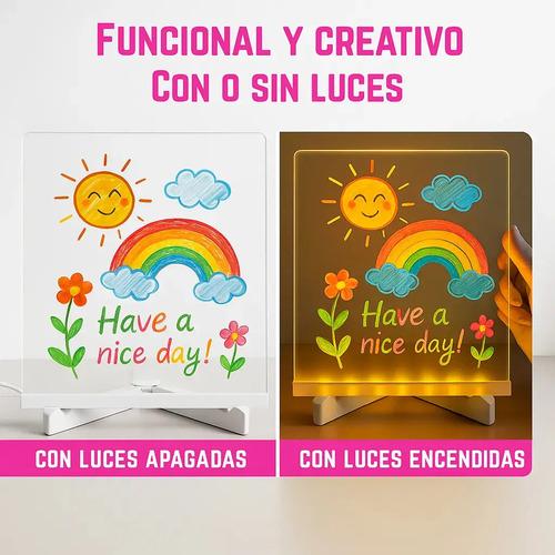 Pizarra Magica Acrilico Luminosa Tablet Luz Led + 7 Marcador Transparente 2
