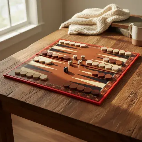 Juego Backgammon Bisonte Tablero 34x34 Fichas De Madera 7