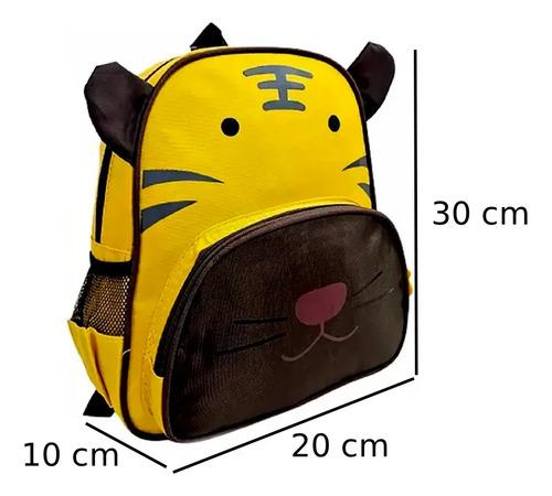 Mochila Jardín Infantil Escolar Reforzada Animal Tigre Leon Amarillo León 4