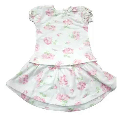 Conjunto Bebe Beba Remera Pollera Con Flores Algodón Premium 8