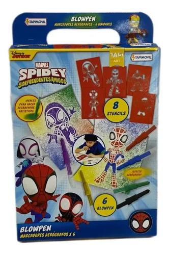 Set De Arte Spiderman Blow Pen Marcadores Y Stencils Dibujo 5