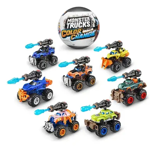Capsula De 5 Sorpresas Monster Trucks Cambia Color 3