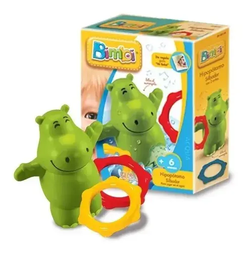 Hipopótamo Silbador Juguete Para El Agua Bebe Bimbi Bañera Verde
