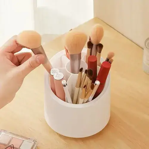Organizador De Brochas Giratorio Maquillaje Pinceles Capsula Blanco 4