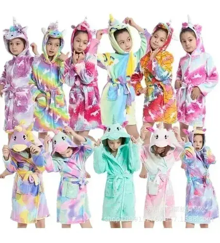 Bata Pijama Niños Infantil Microfibra Unicornios Dinosaurios 9