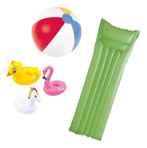 Combo Inflable Colchoneta Pileta + 2 Pelota + 3 Posa Vaso Mate