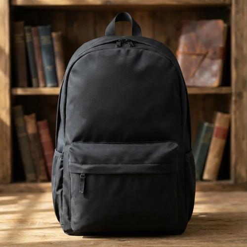 Mochila Urbana Con Bolsillo Frontal Y Porta Botella Grande Negro