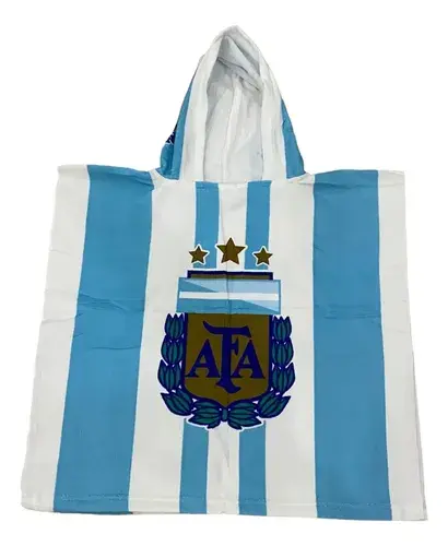 Poncho Microfibra Toallón Argentina Campeón 3 Estrella Messi 2