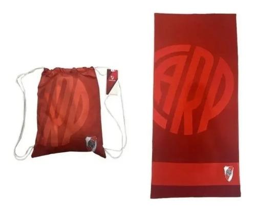 Toallon Playero Microfibra Seca Rapido River Plate + Mochila 3